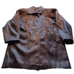 JACQUELINE FERRAR VINRAGE LEATHER PATCHWORK COAT SIZE M